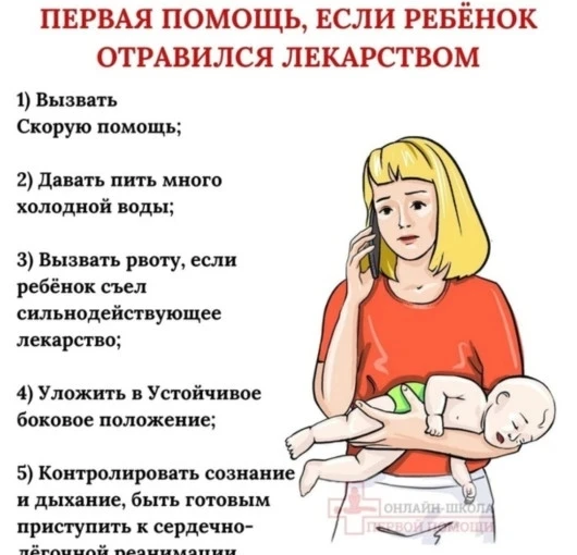 ✅Памятка для населения: первая помощь при случайном отравлении лекарствами