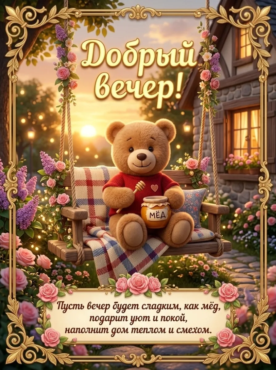 Пусть вечер будет сладким, как мёд, подарит уют и покой, наполнит дом теплом и смехом