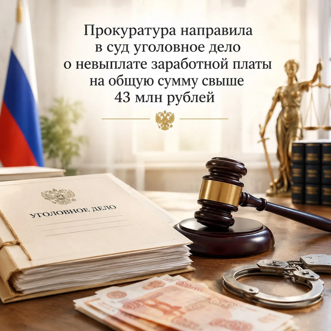 ⚡Прокуратура направила в суд уголовное дело о невыплате заработной платы на общую сумму...