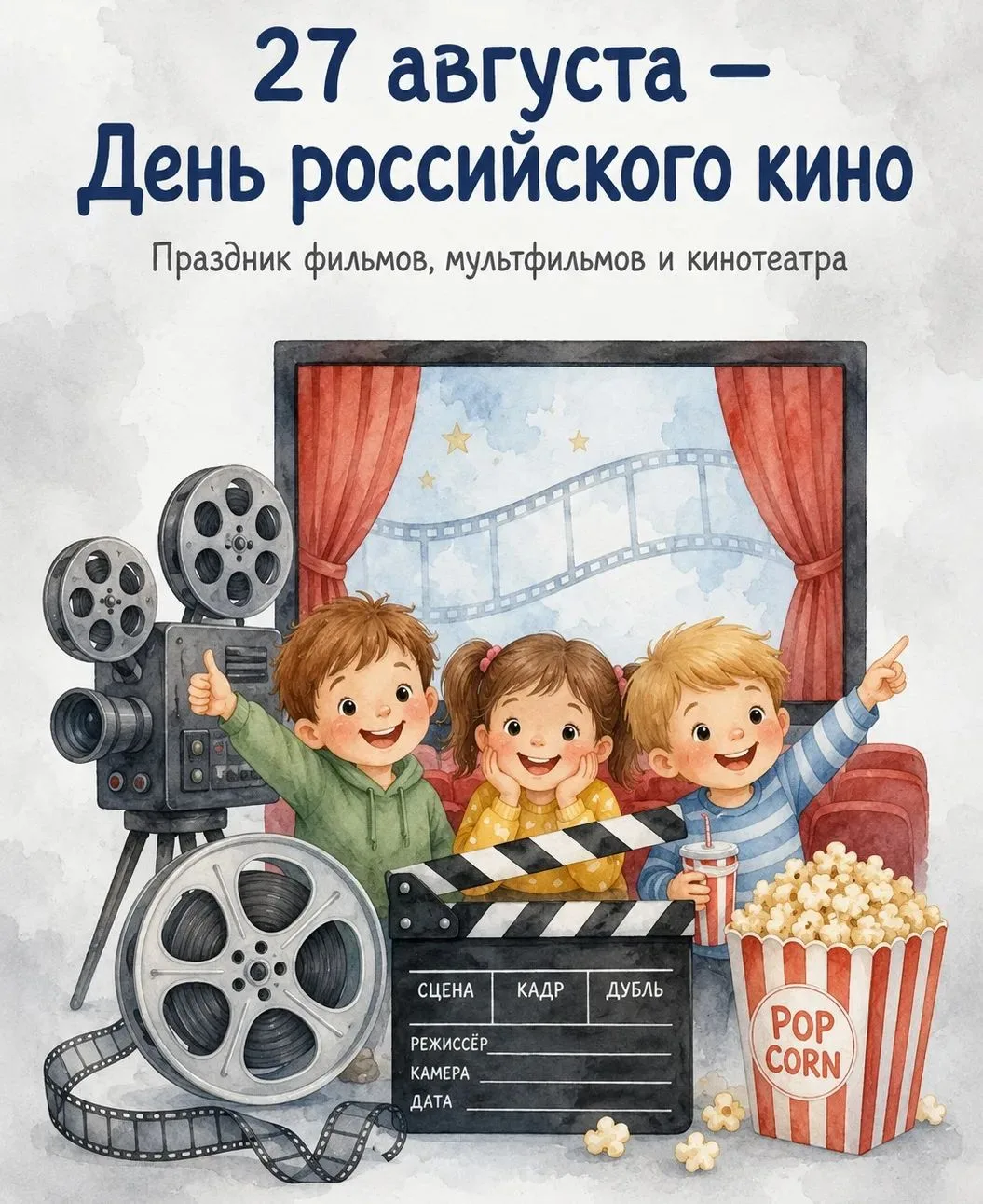 27 августа в  России отмечают День российского кино! 🎥