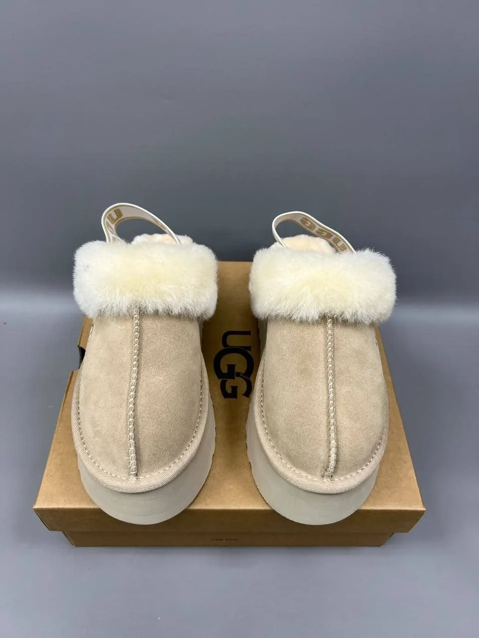 Ugg мюли из натуральной замши, овчины на подошве из каучука с пропиткой
