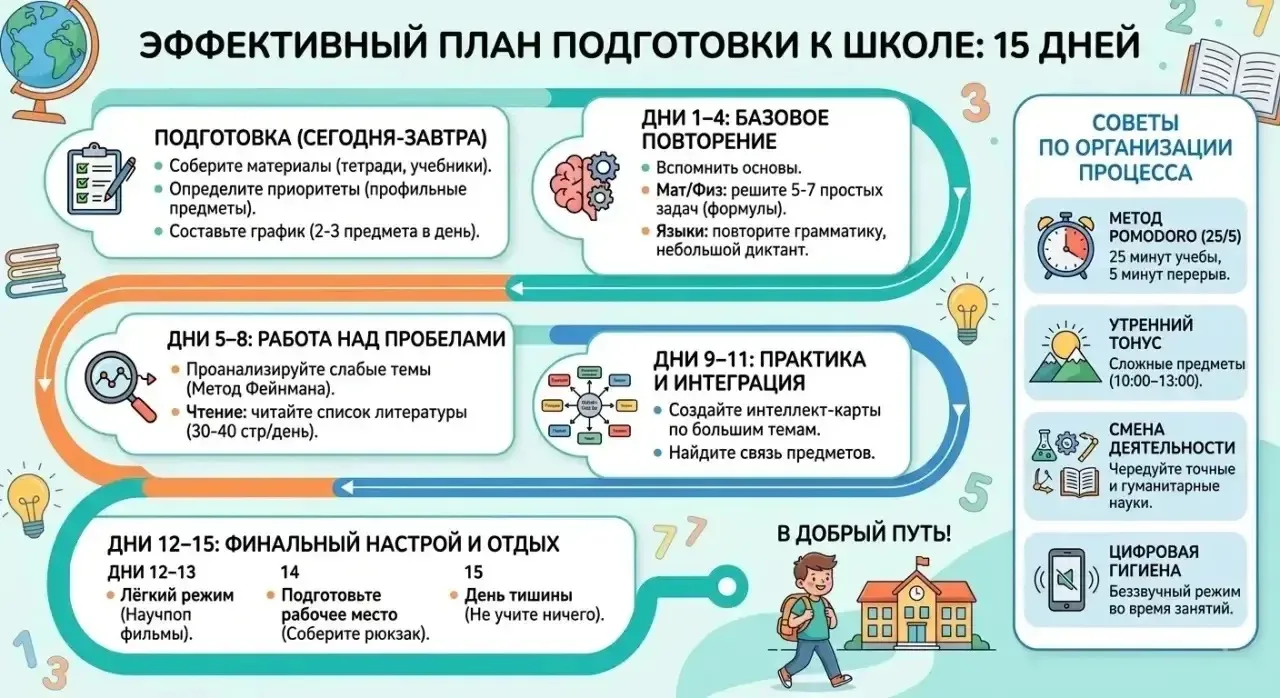 Две недели — отличный срок, чтобы без спешки и стресса систематизировать знания перед н...