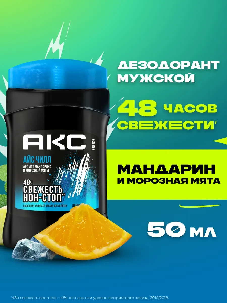 ⚡️ Дезодорант стик мужской твердый карандаш Айс Чилл 50мл, АКС