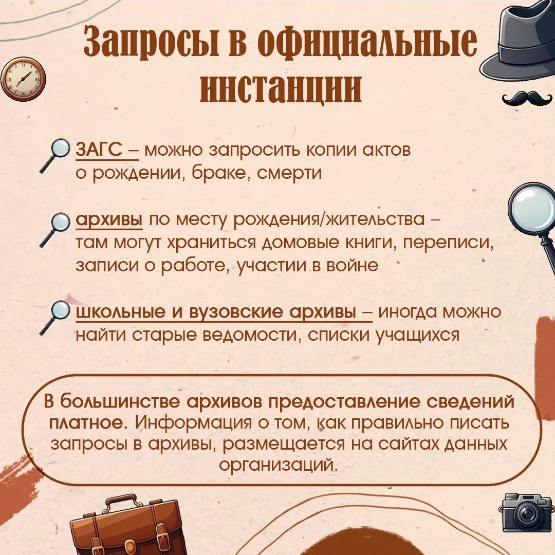 🕵Представьте, что вы — детектив, а ваше задание — раскрыть тайну своего рода!  Где работали ваши пре