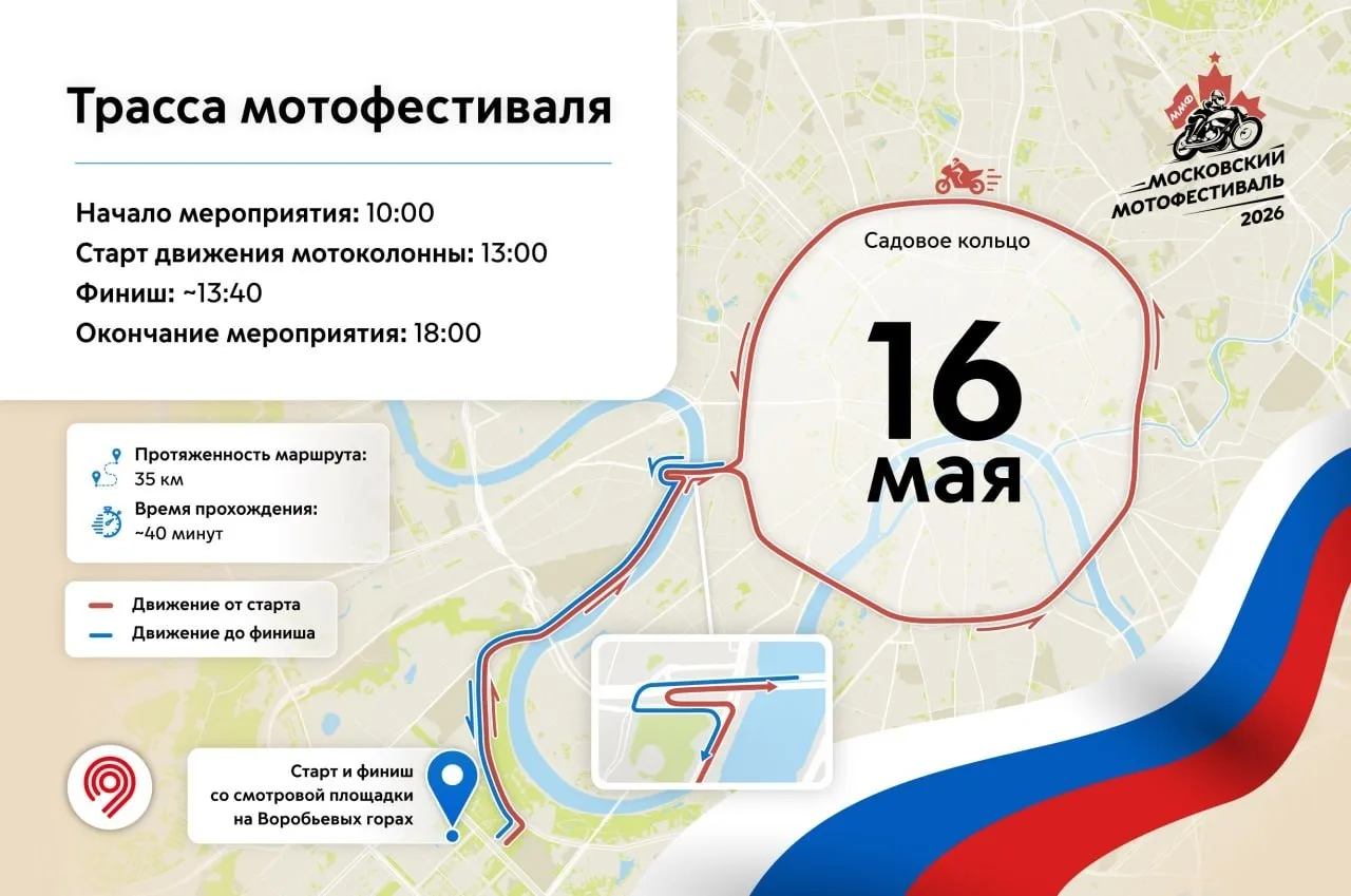 📚 Мотофестиваль на смотровой площадке на Воробьевых горах  🗓 16 мая в 10:00   В честь открытия мотос
