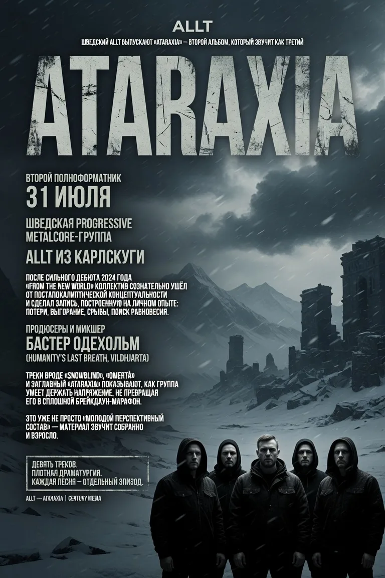 Шведский Allt выпускают «Ataraxia» — второй альбом, который звучит как третий

31 июля шведская prog