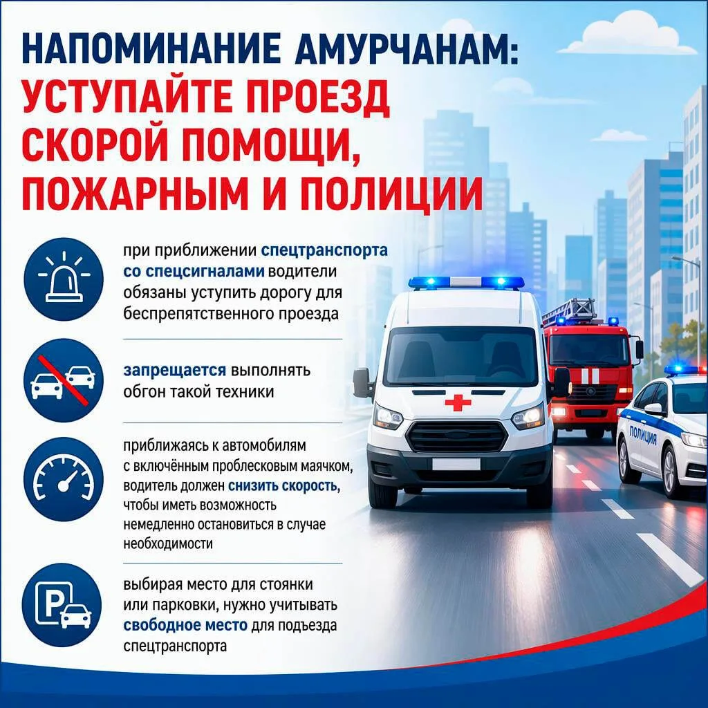 Каждый день амурчане могут увидеть на дорогах спецтранспорт со включенными световыми и ...