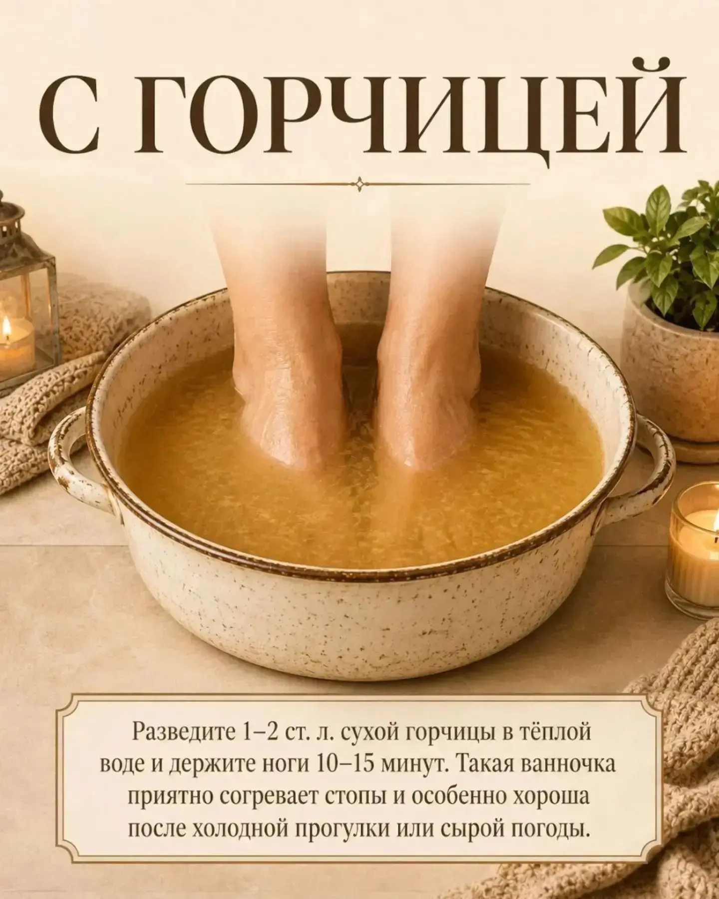 После долгого дня тёплая ванночка для ног — простой способ расслабиться, согреться и пр...