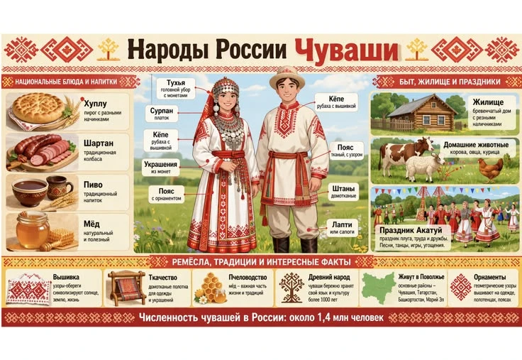 Чуваши — это самобытный народ, чья история и культура неразрывно связаны с землями Росс...