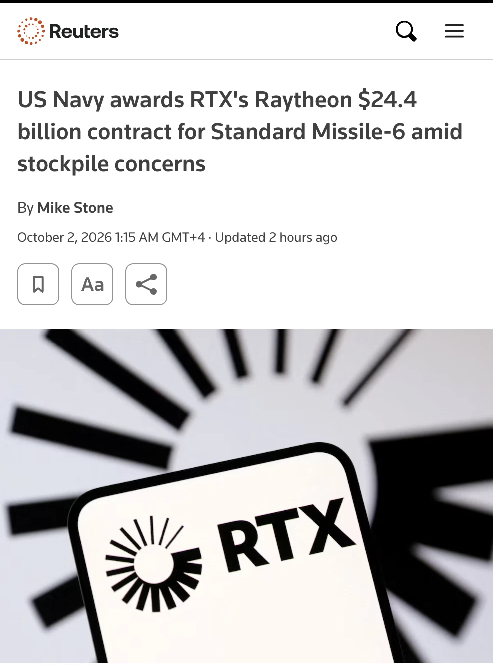 Компания Raytheon получила от ВМС США контракт стоимостью 24,4 млрд долларов на произво...