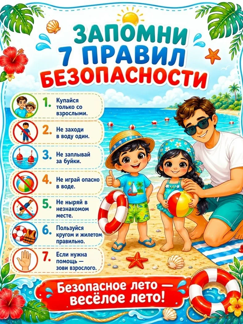 Уважаемые родители! Напоминаем вам основные правила поведения на воде. Проводите беседу с детьми пер