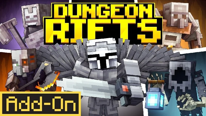 🌀 Dungeon Rifts

📕 Описание:
Dungeon Rifts добавляет в Minecraft Bedrock систему порталов в уникал