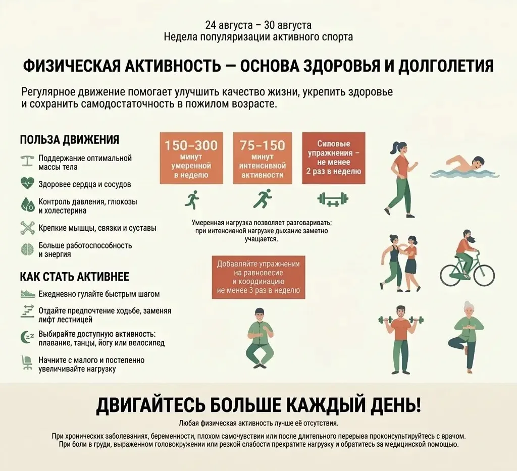 🏃‍♀️ Движение — один из самых простых и доступных способов заботиться о своем здоровье!
