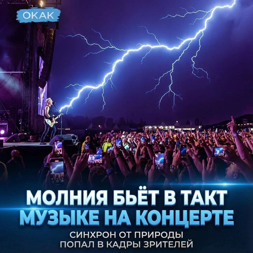 🖤🌟 На концерте российского музыканта — синхрон от природы: молния бьёт в такт музыке....