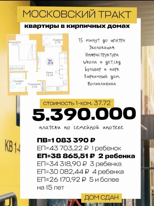 Однокомнатная квартира 🔥