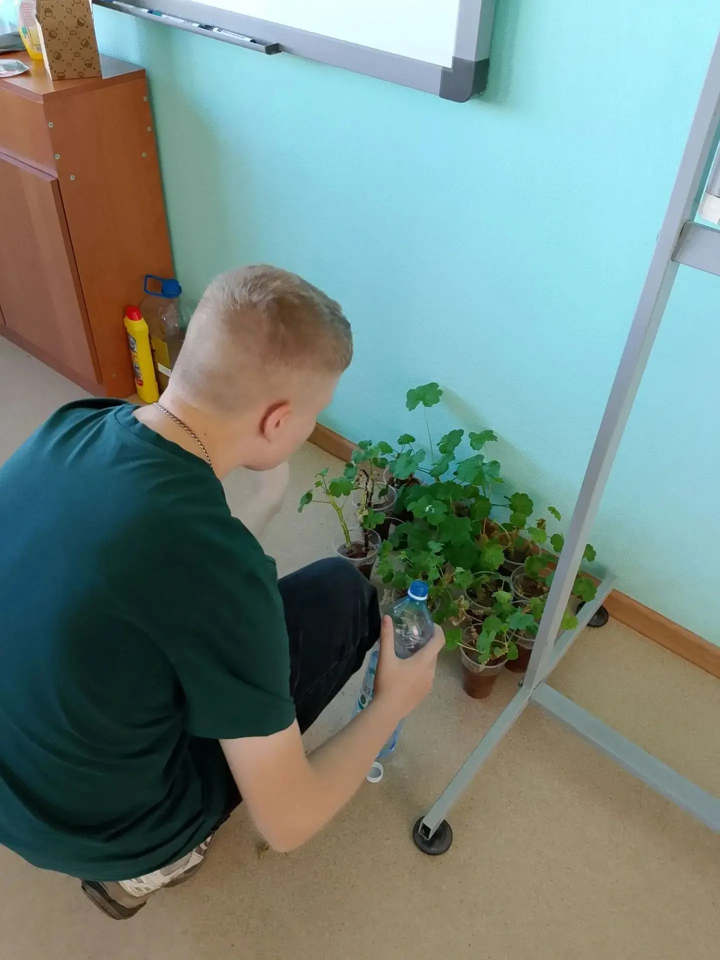 🌸🌻Ученики 6–8 классов проходят летнюю практику, ухаживая за цветами на территории шко...