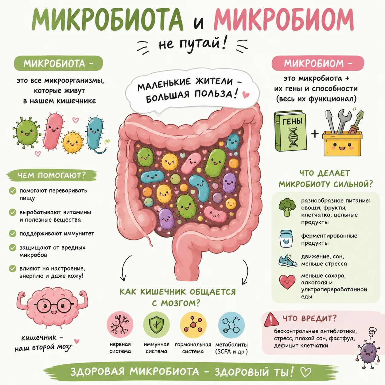Многие слышали про микробиом, но часто путают его с микробиотой. На самом деле разница простая.

🦠М