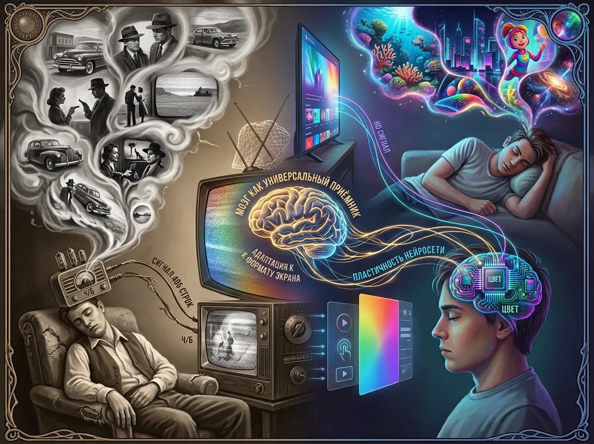 Цветные или чёрно-белые: Как старое телевидение перекроило наши сны 📺🧠✨