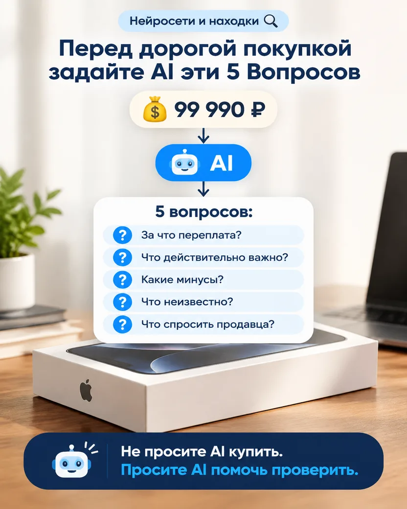🛒 Перед дорогой покупкой задайте AI эти 5 вопросов