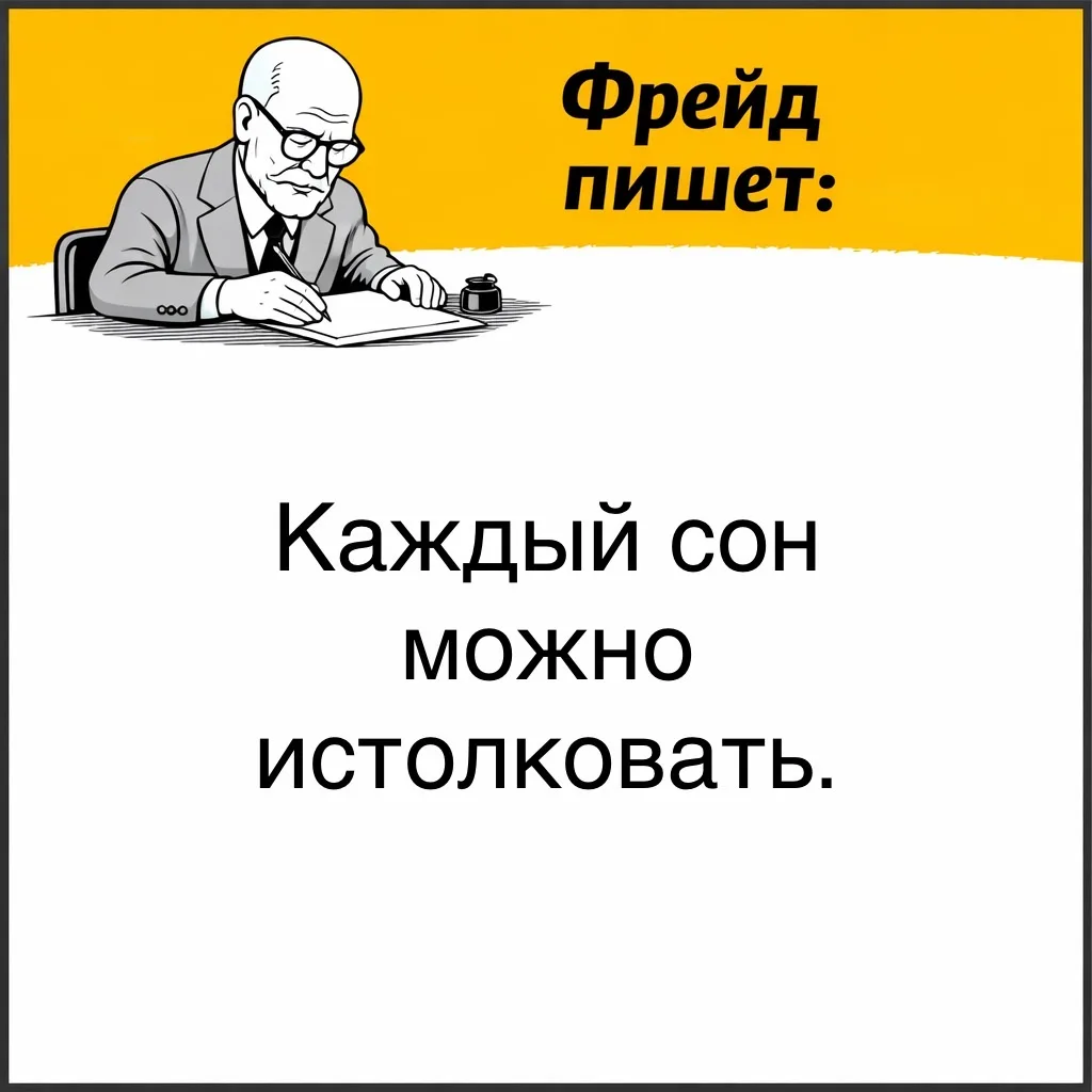 Фрейд утверждает, что любой сон поддаётся пониманию, если использовать правильный метод - свободные 
