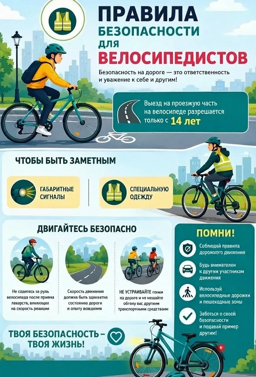 🚴Лето — время кататься! Но помни: безопасность — на первом месте! 🛑

🚲Каникулы — отличный повод с