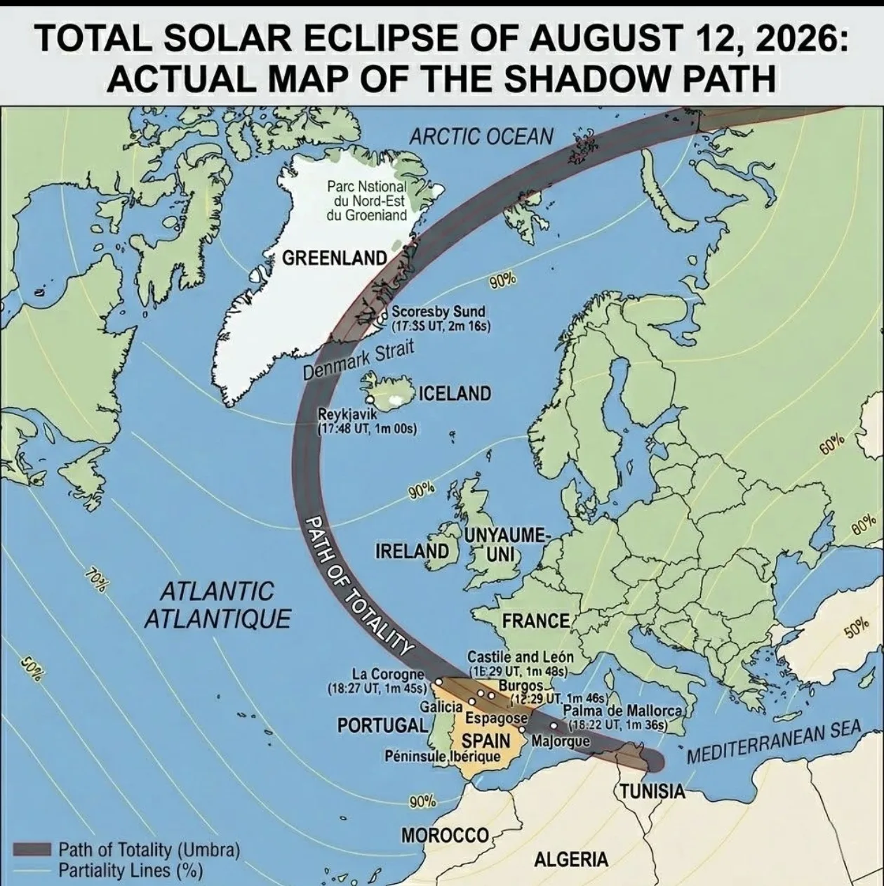 🌞🌑 12 августа 2026 года — солнечное затмение во Франции и России