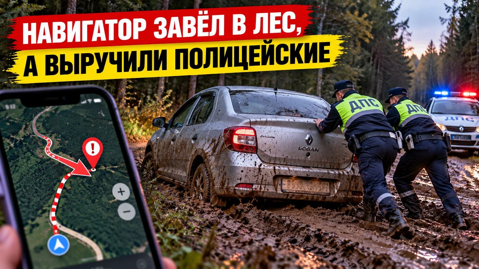 🧭 НАВИГАТОР ЗАВЁЛ В ЛЕС, А ВЫРУЧИЛИ ПОЛИЦЕЙСКИЕ: ВОДИТЕЛЬ ЗАСТРЯЛ ПО ДОРОГЕ В ШАХУНЬЮ