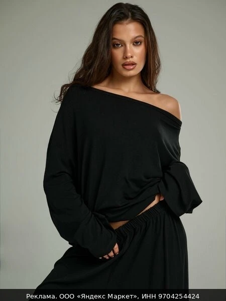 👗Лонгслив Little Secret вискоза, 1 шт., размер ONE SiZE, , черный