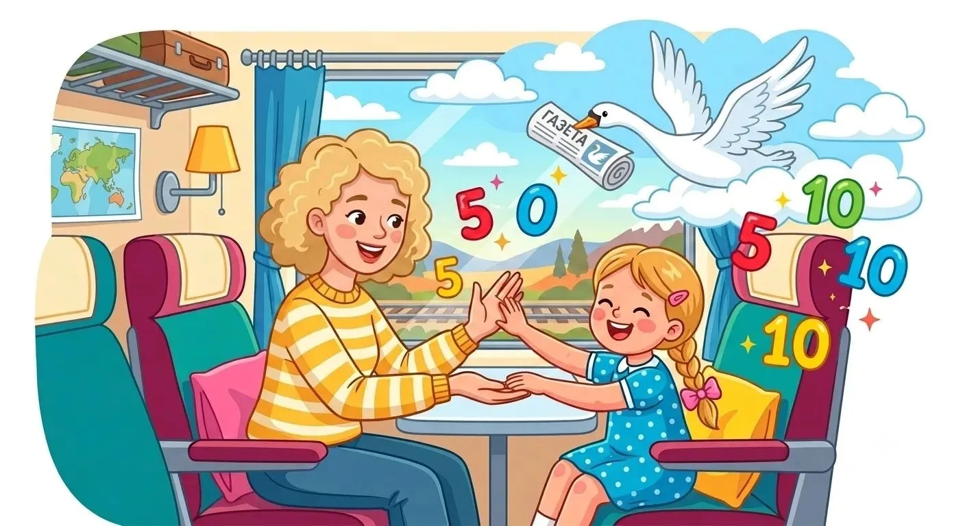 👏Чем занять ребёнка в поезде? Игра «Летел лебедь»
Как играть:
Садимся друг напротив друга. Вытягива