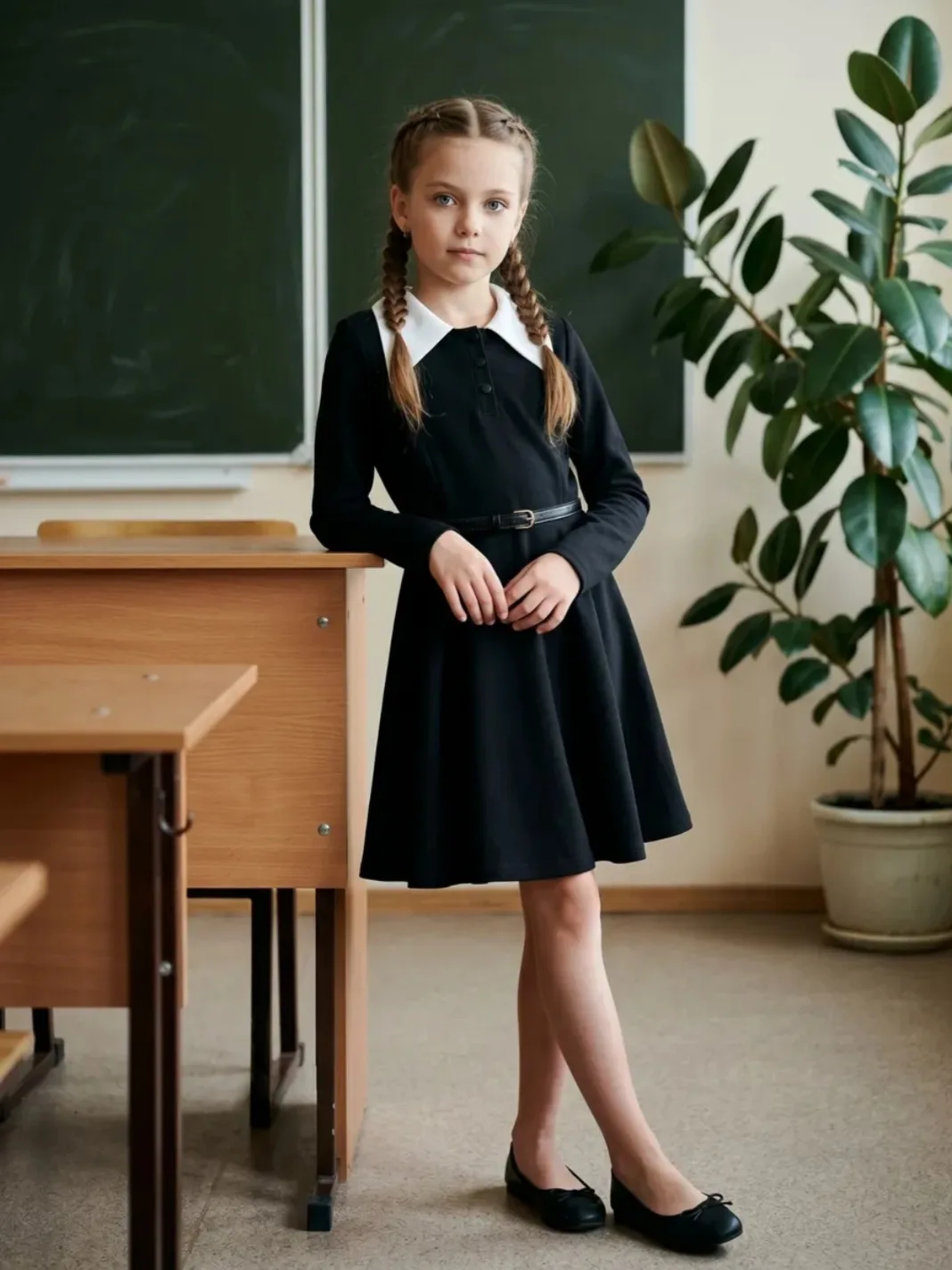 Платье школьное  длинный рукав