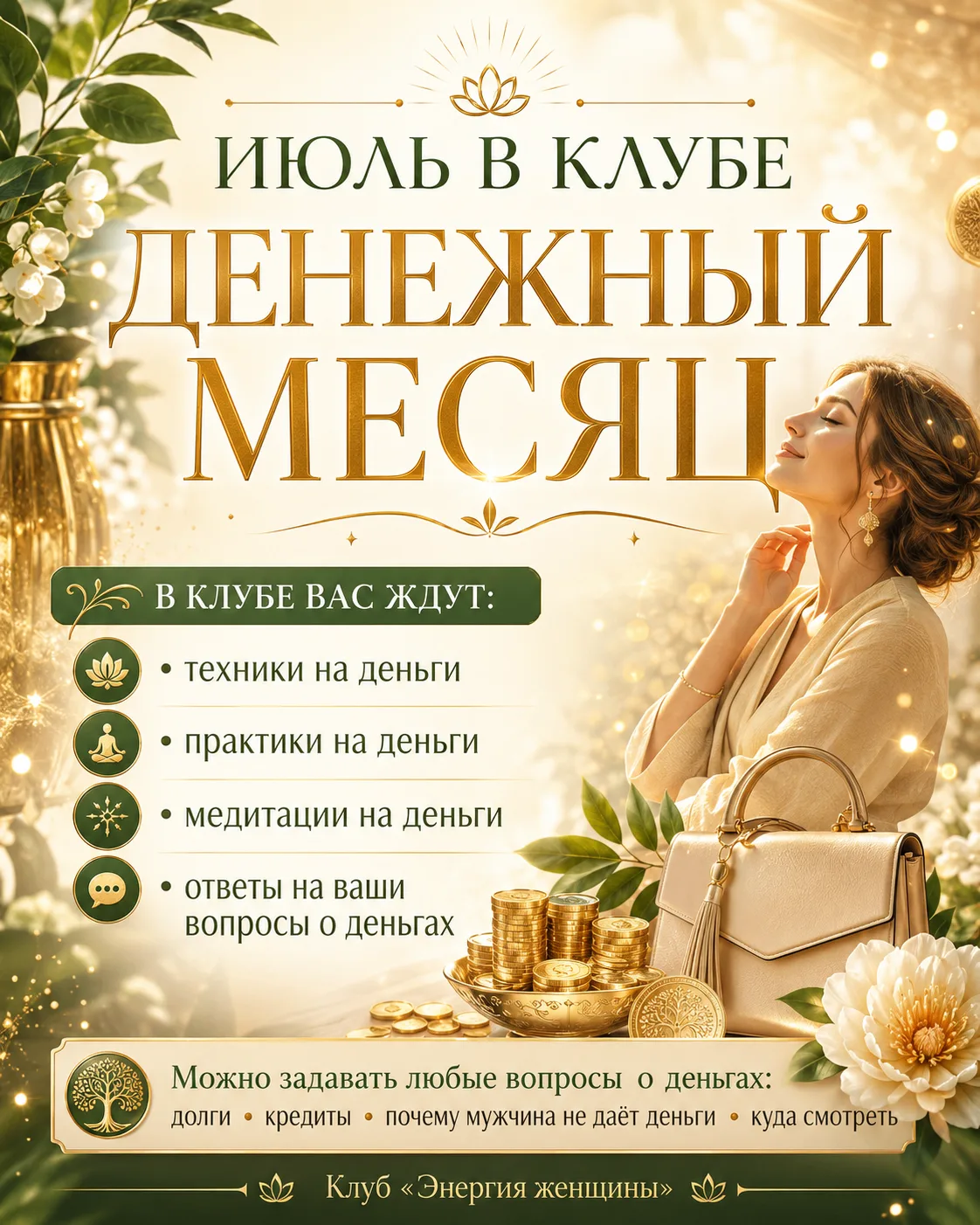 💎Июль в клубе «Энергия женщины» — денежный месяц 💰