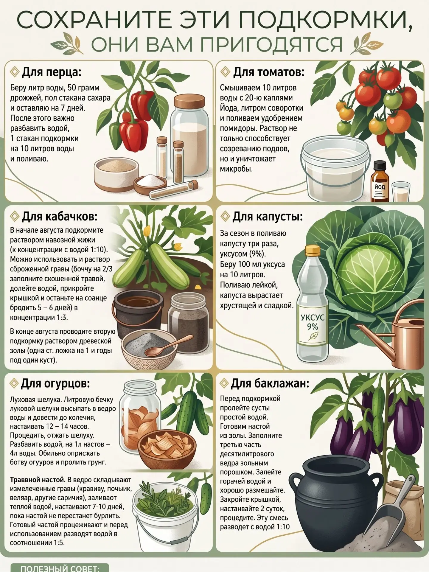 🌿 Сохраните эти подкормки — они вам пригодятся!