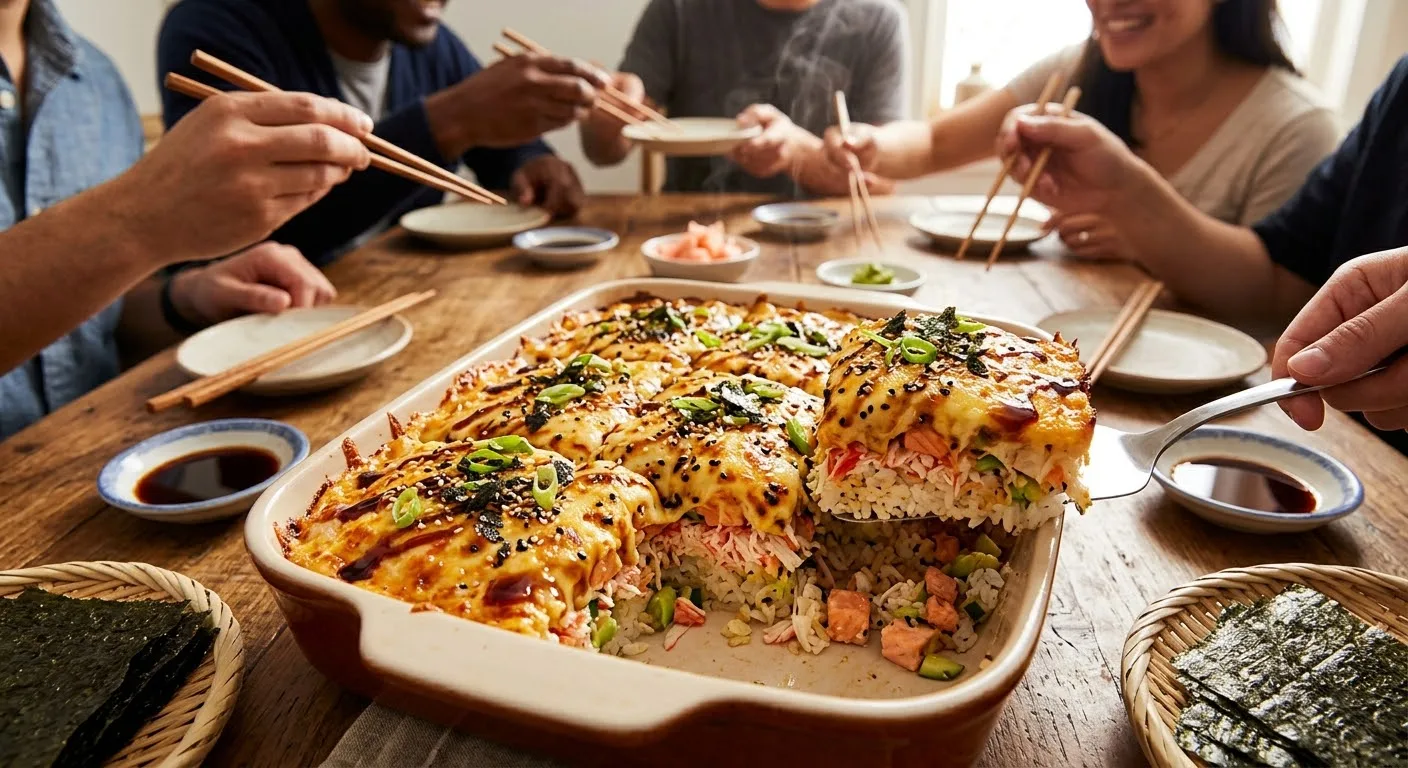 🍣🔥 Ленивые роллы для большой компании: Запечённый суши-торт!