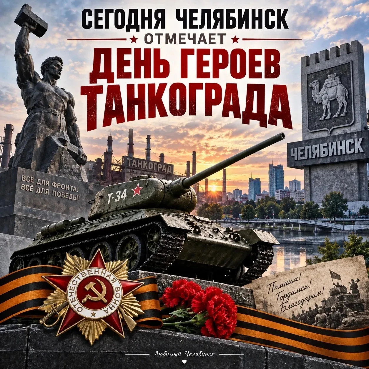 📆 Сегодня Челябинск отмечает День героев Танкограда