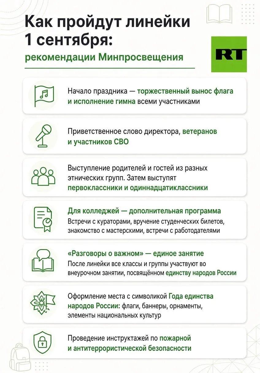 Минпросвещения рекомендовало школам приглашать ветеранов СВО на линейки 1 сентября.