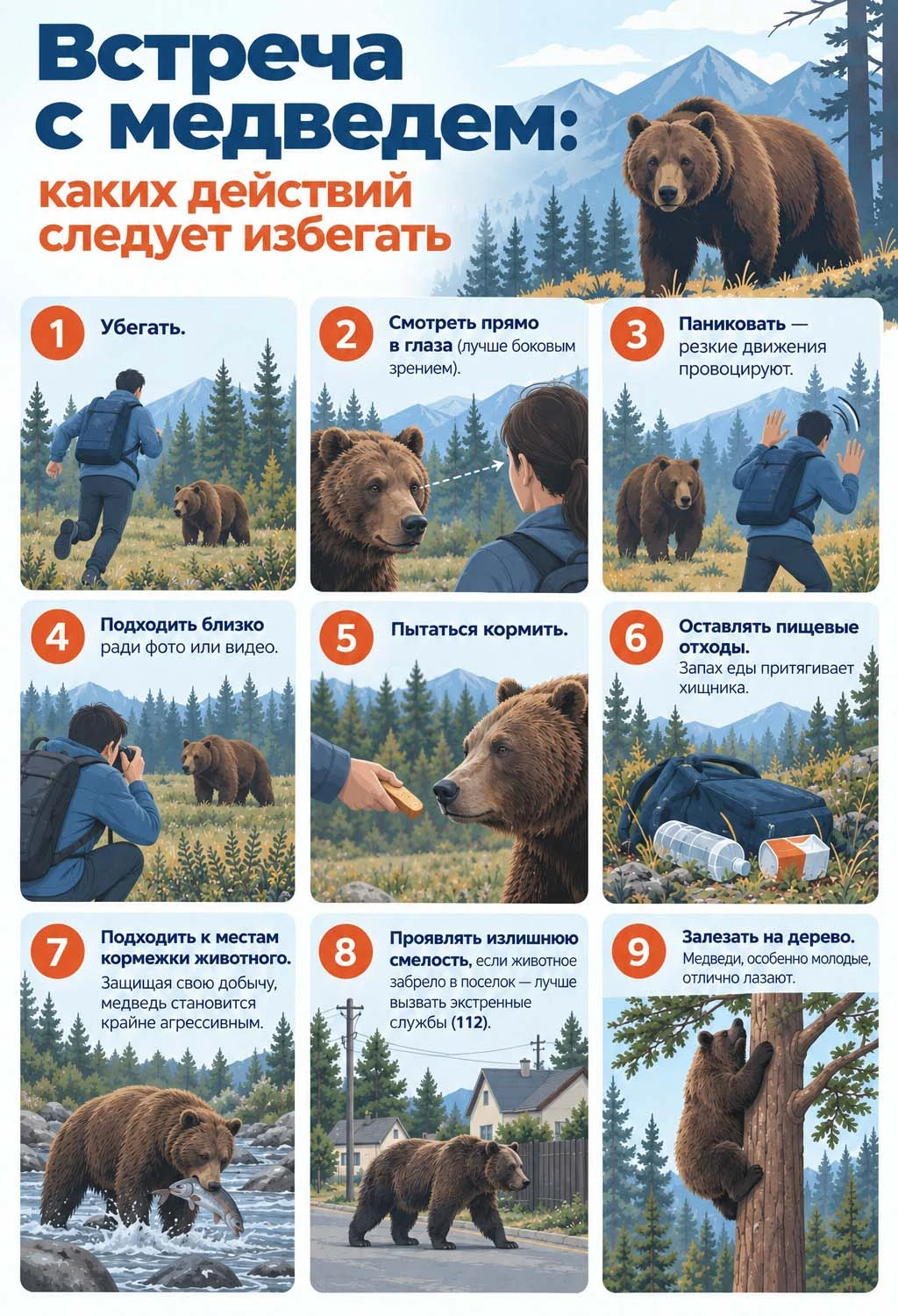 Памятка при встрече с медведем: правила безопасности и выживания