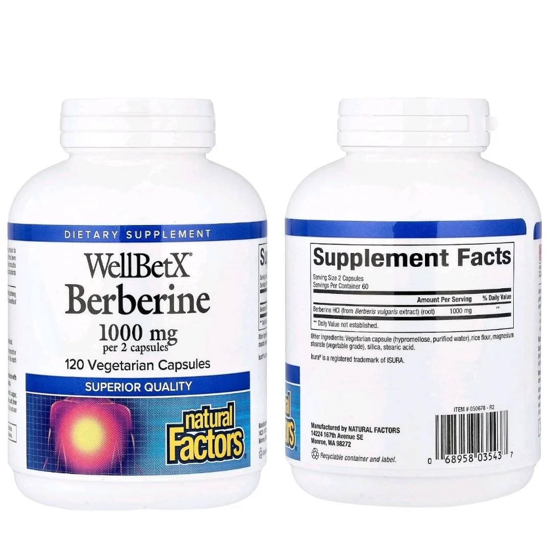 💊NATURAL FACTORS💊 WellBetX, берберин, 500 мг, 60 шт/120 шт