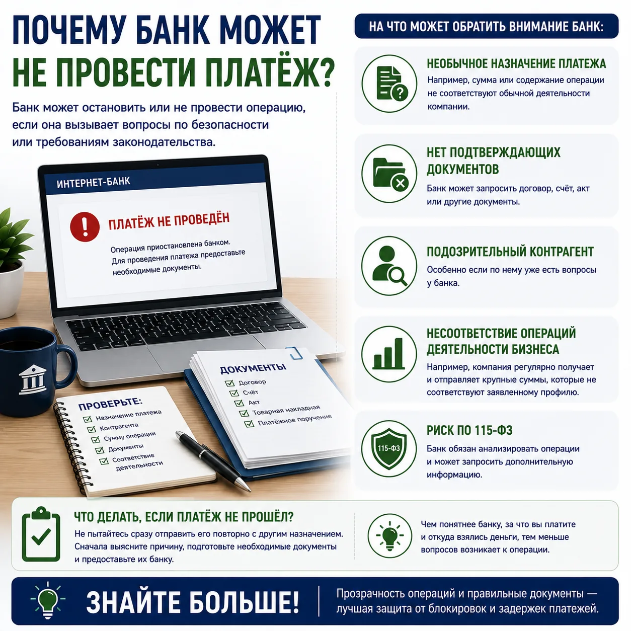 💳 Почему банк может не провести платёж?