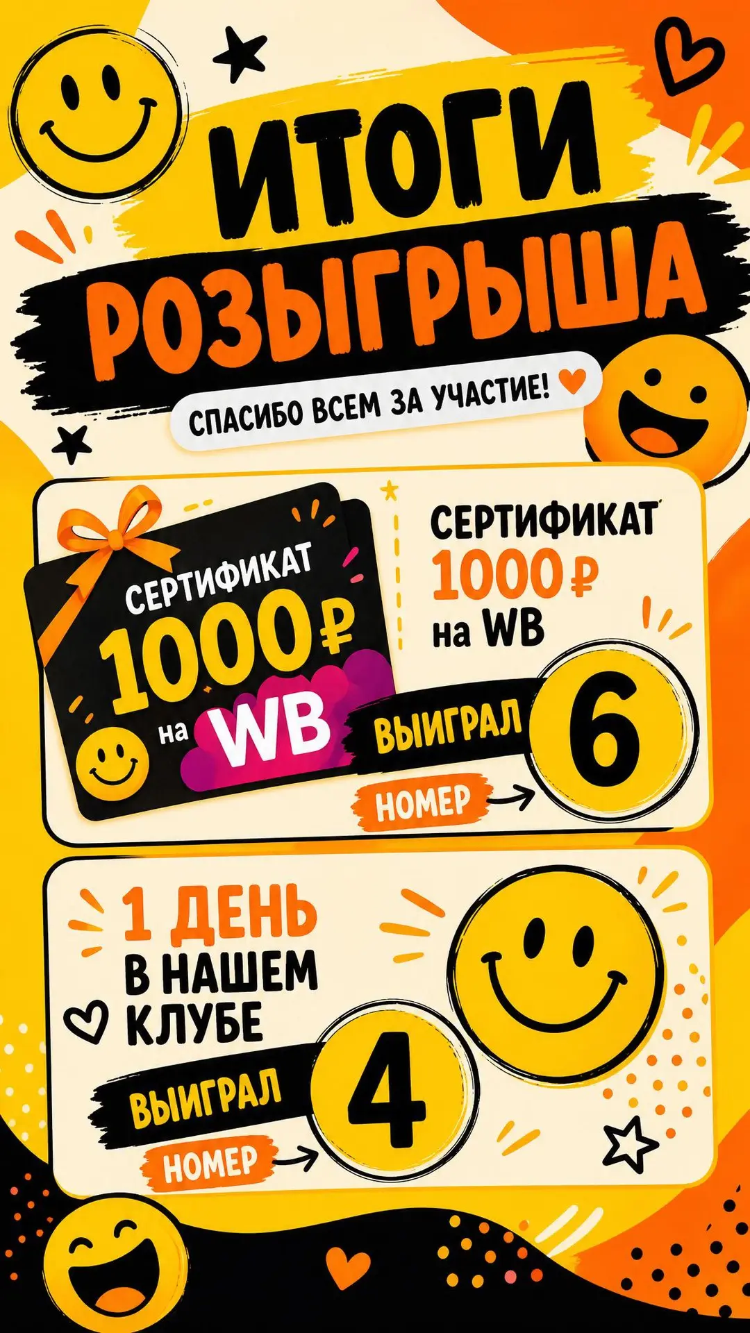 ✨ Розыгрыш Happy Faces завершён ✨