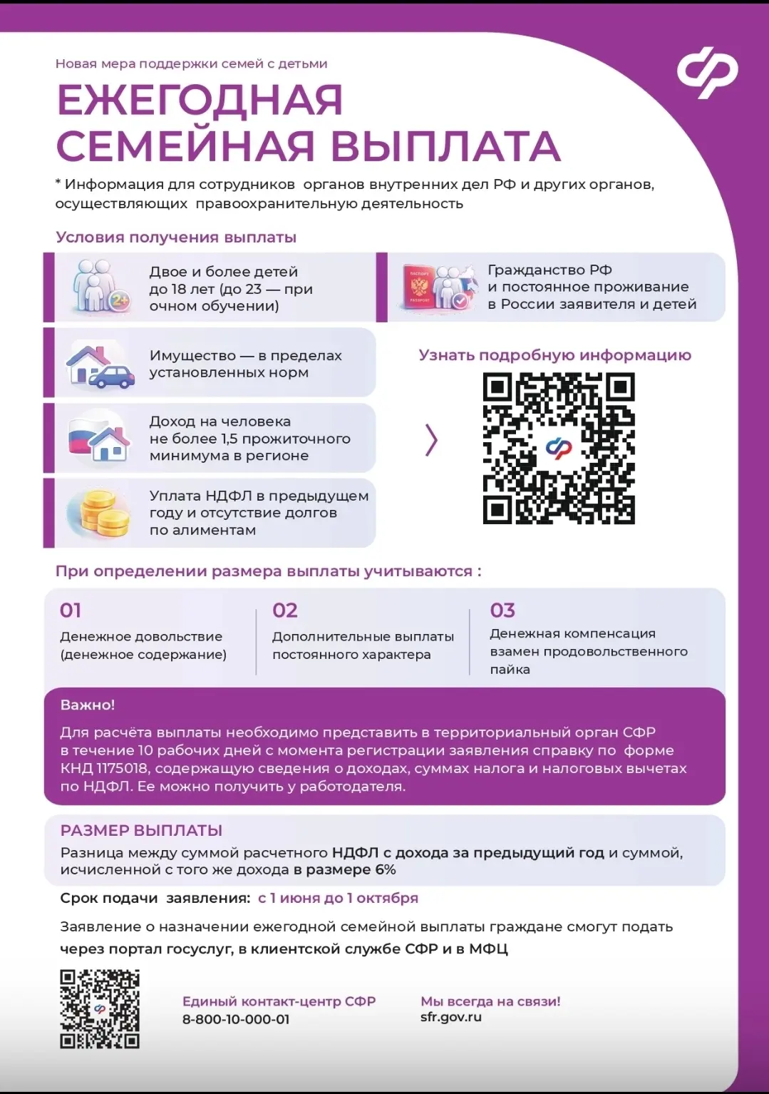 👨‍‍👧👦 Семейная выплата для сотрудников правоохранительных органов! 

Уважаемые семьи наших обучаю