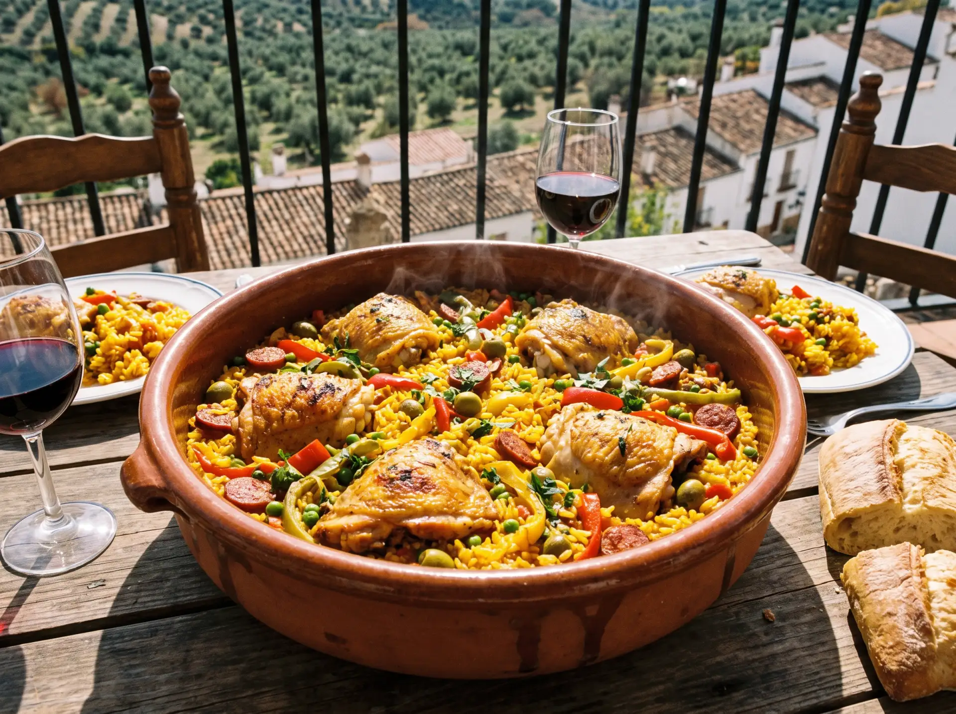Курица с рисом по-испански 🇪🇸

Ингредиенты:  
- курица — 400 г;  
- рис — 1 стакан;  
- вода — 2 с