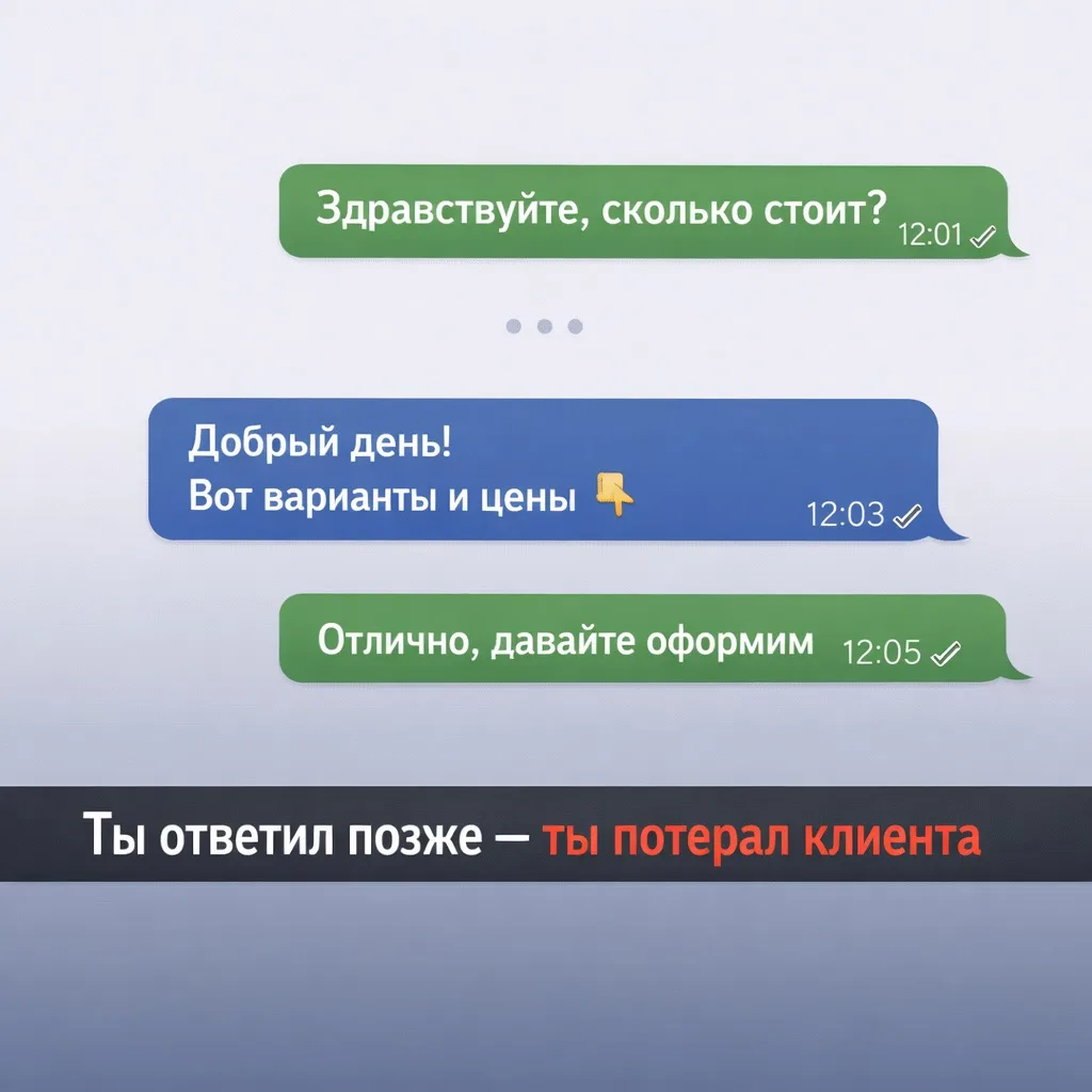 Тебе пишут. 
И ты теряешь этих клиентов 
 
Каждый день 
 
Сообщение приходит 
Ты отвечаешь… через 20