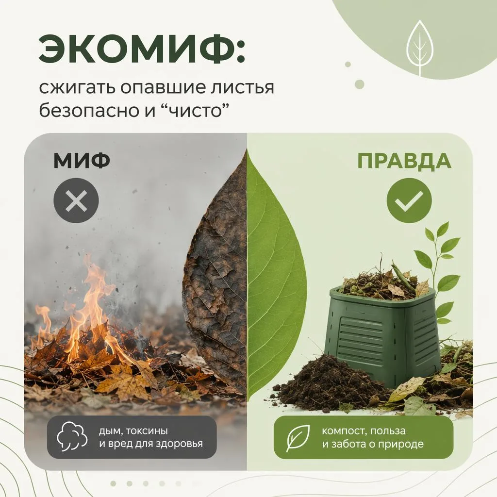 🍂Экомиф: сжигать опавшие листья безопасно и “чисто”