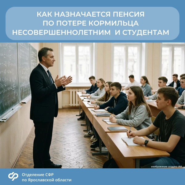 🛑Отделение СФР по Ярославской области назначает пенсию по случаю потери кормильца несо...
