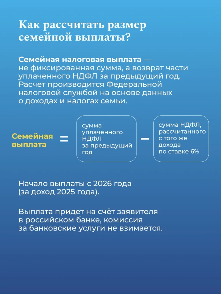 С 2026 года граждане РФ, которые имеют двух и более детей, могут оформить ежегодную сем...