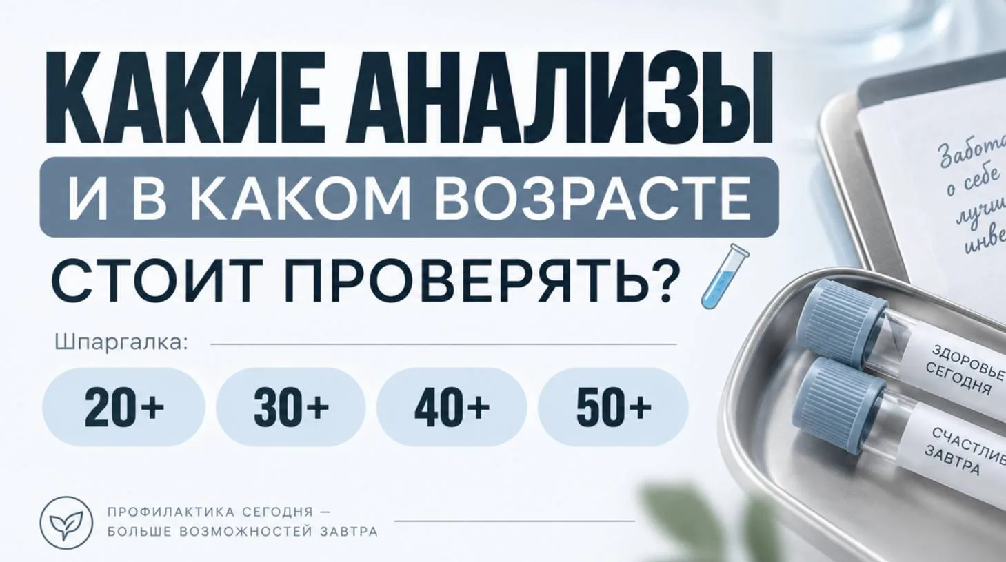 КАКИЕ АНАЛИЗЫ И В КАКОМ ВОЗРАСТЕ СТОИТ ПРОВЕРЯТЬ? 🧪