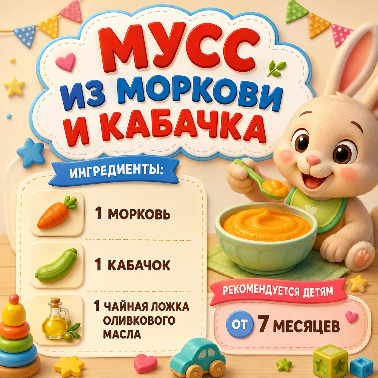🥕 МУСС ИЗ МОРКОВИ И КАБАЧКА