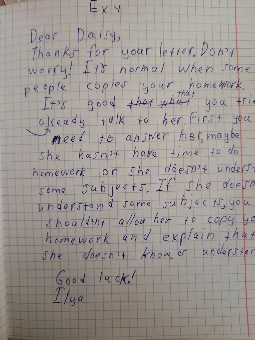 Письмо-совет ученика седьмого класса.