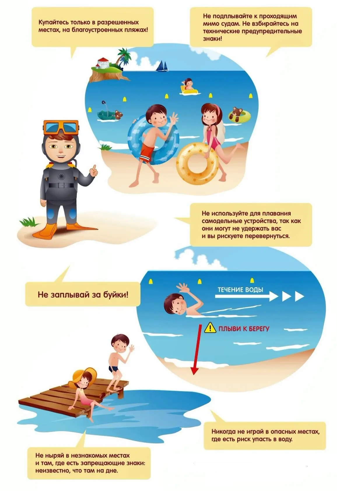 Безопасность на воде 💦

Привет!👋 
Лето в самом разгаре☀️
Реки, озёра, моря 🏖️– это здорово, но оч