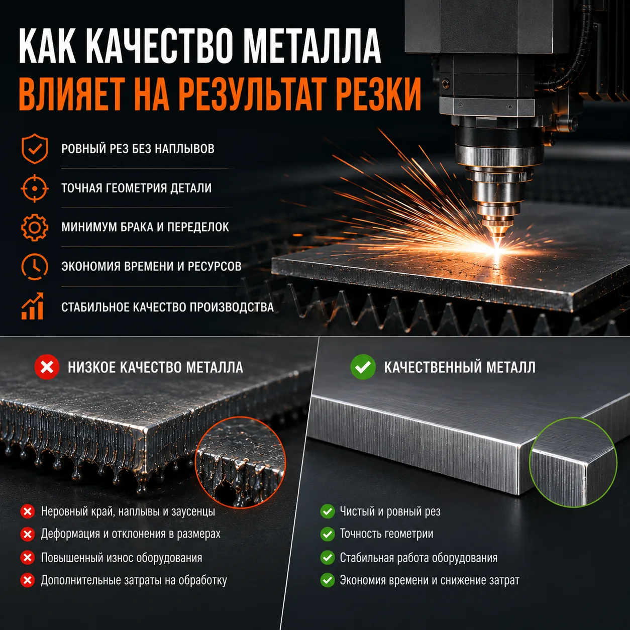 Как влияет качество металла на результат резки
Когда на производстве возникают проблемы с качеством 